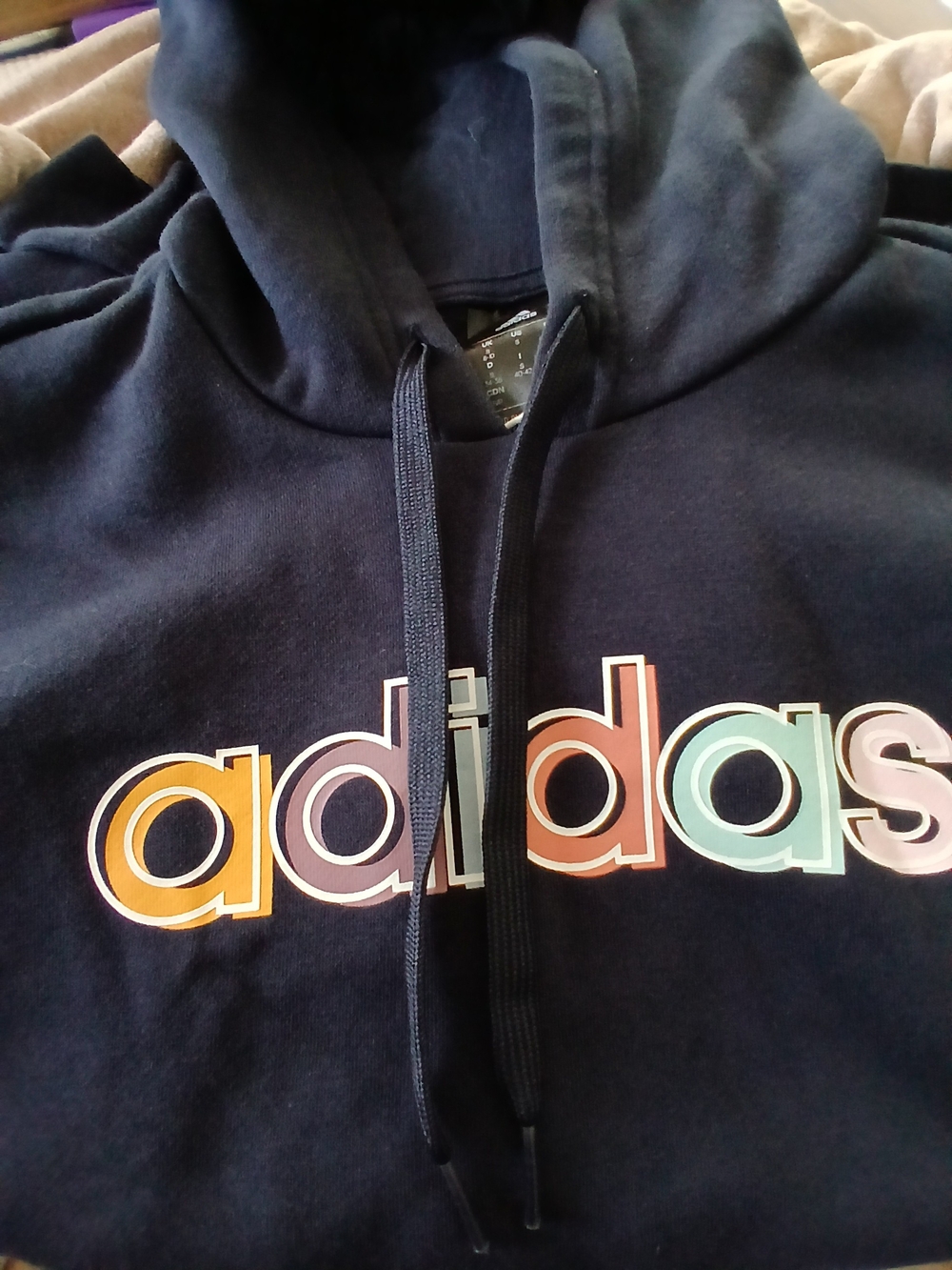 adidas Kids' Navy Hoodie with Multicolor Logo